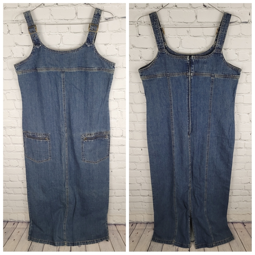 YESSICA | denim stretch pinafore style jean dress